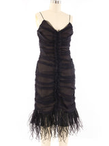 Balmain Feather Trimmed Ruched Chiffon Dress Dress arcadeshops.com