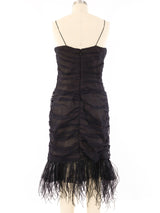 Balmain Feather Trimmed Ruched Chiffon Dress Dress arcadeshops.com