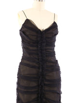 Balmain Feather Trimmed Ruched Chiffon Dress Dress arcadeshops.com
