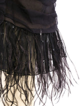 Balmain Feather Trimmed Ruched Chiffon Dress Dress arcadeshops.com