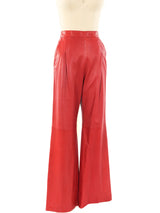 Yves Saint Laurent Red Leather Trousers Bottom arcadeshops.com