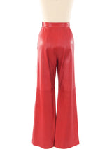 Yves Saint Laurent Red Leather Trousers Bottom arcadeshops.com