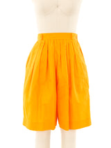 Yves Saint Laurent Marigold Pleated Shorts Bottom arcadeshops.com