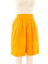 Yves Saint Laurent Marigold Pleated Shorts Bottom arcadeshops.com