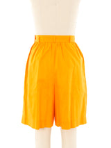 Yves Saint Laurent Marigold Pleated Shorts Bottom arcadeshops.com