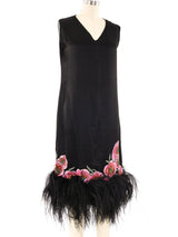 1920's Feather Trimmed Dress Dress arcadeshops.com