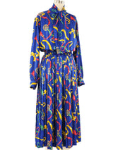 Nautical Printed Satin Skirt Ensemble Suit arcadeshops.com