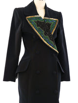 Fabrice Beaded Lapel Coat Dress Dress arcadeshops.com