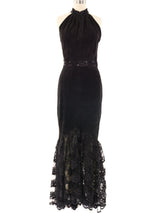 Lace Trimmed Suede Maxi Dress Dress arcadeshops.com
