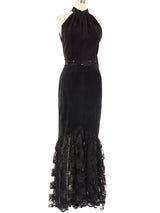 Lace Trimmed Suede Maxi Dress Dress arcadeshops.com