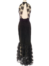 Lace Trimmed Suede Maxi Dress Dress arcadeshops.com