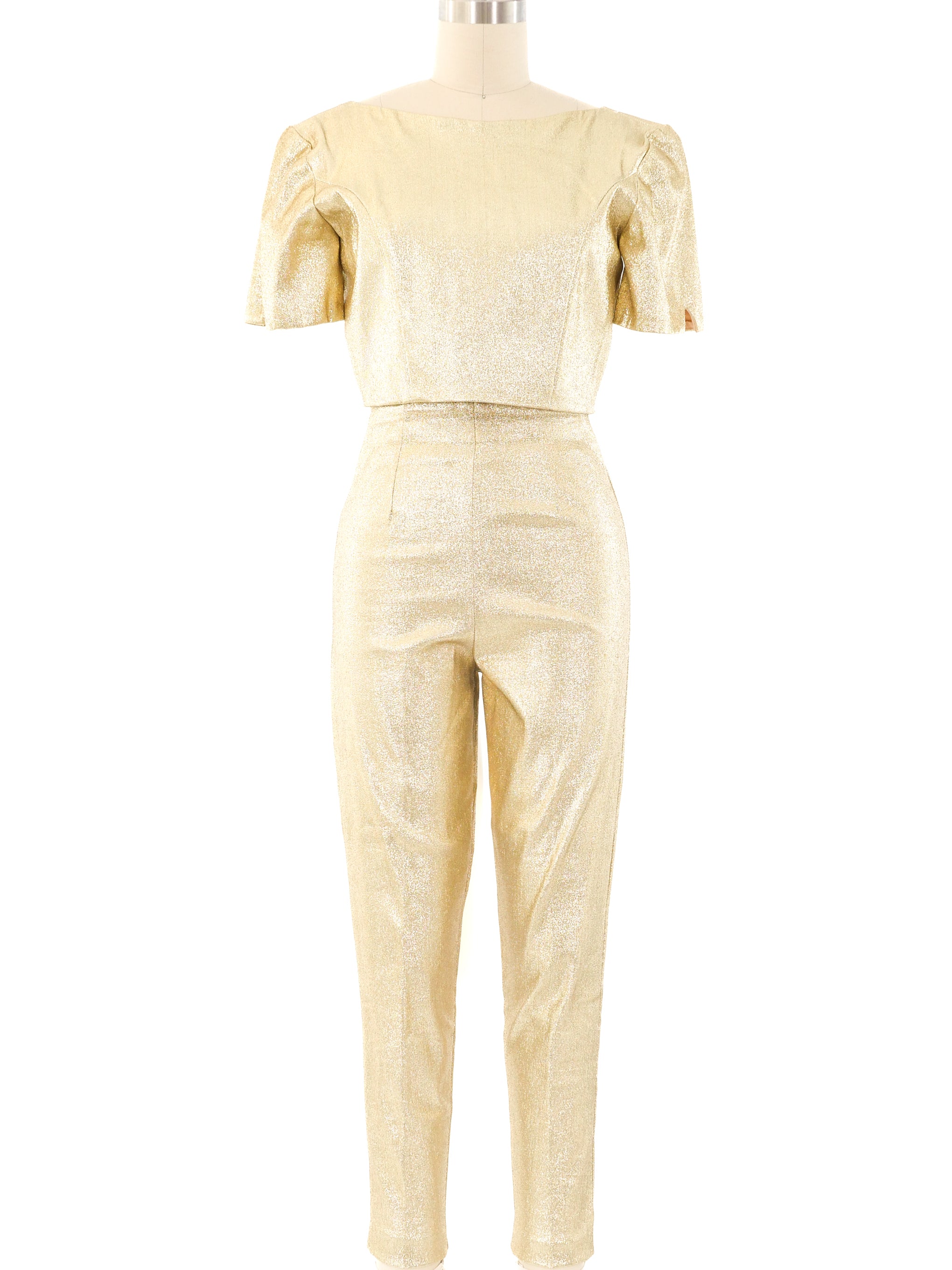 cigarette pants golden 1960's Metallic Gold Cigarette Pant Ensemble