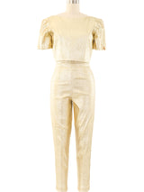 1960's Metallic Gold Cigarette Pant Ensemble Suit arcadeshops.com
