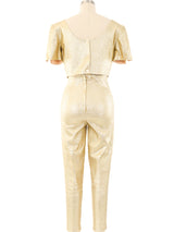 1960's Metallic Gold Cigarette Pant Ensemble Suit arcadeshops.com