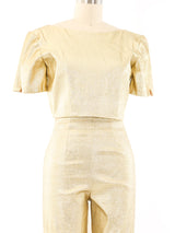1960's Metallic Gold Cigarette Pant Ensemble Suit arcadeshops.com
