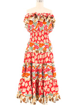Diane Freis Mixed Print Ruffle Dress Dress arcadeshops.com