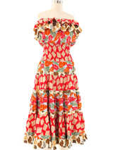 Diane Freis Mixed Print Ruffle Dress Dress arcadeshops.com
