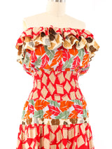 Diane Freis Mixed Print Ruffle Dress Dress arcadeshops.com