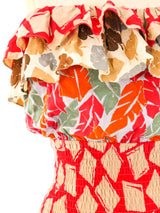 Diane Freis Mixed Print Ruffle Dress Dress arcadeshops.com