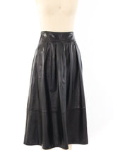 Black Leather Flared Midi Skirt Bottom arcadeshops.com