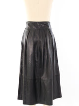 Black Leather Flared Midi Skirt Bottom arcadeshops.com