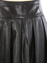 Black Leather Flared Midi Skirt Bottom arcadeshops.com