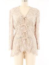 Bob Mackie Beaded Ivory Lace Jacket Jacket arcadeshops.com