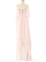 Baby Pink Chiffon Flutter Gown Dress arcadeshops.com