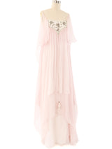 Baby Pink Chiffon Flutter Gown Dress arcadeshops.com
