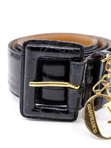 Gianfranco Ferre Logo Charm Croc Embossed Belt Accessory arcadeshops.com