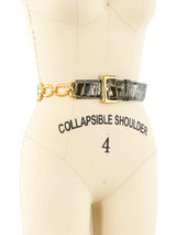 Escada Grey Suede and Embossed Croc Belt Accessory arcadeshops.com