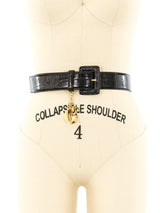 Gianfranco Ferre Logo Charm Croc Embossed Belt Accessory arcadeshops.com