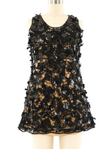 Oscar de la Renta Flower Embellished Lace Top Top arcadeshops.com