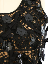 Oscar de la Renta Flower Embellished Lace Top Top arcadeshops.com