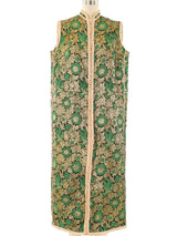 Metallic Floral Brocade Sleeveless Duster Jacket arcadeshops.com