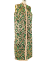 Metallic Floral Brocade Sleeveless Duster Jacket arcadeshops.com