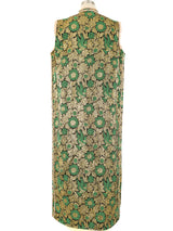 Metallic Floral Brocade Sleeveless Duster Jacket arcadeshops.com