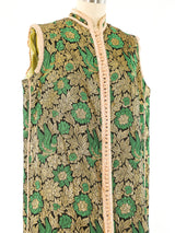 Metallic Floral Brocade Sleeveless Duster Jacket arcadeshops.com