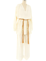 Oscar de la Renta Ivory Linen Ensemble Suit arcadeshops.com