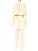 Oscar de la Renta Ivory Linen Ensemble Suit arcadeshops.com