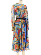 Arnold Scaasi Printed Silk Chiffon Dress Dress arcadeshops.com