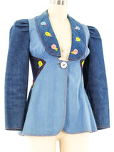 1970's Puff Sleeve Denim Blazer Jacket arcadeshops.com