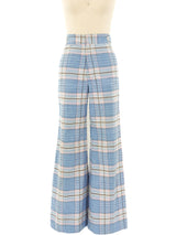 Seersucker Plaid Flare Pants Bottom arcadeshops.com