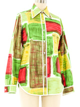 Geometric Watercolor Printed Twill Shirt Top arcadeshops.com