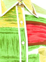 Geometric Watercolor Printed Twill Shirt Top arcadeshops.com