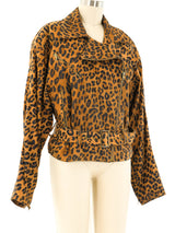 Leopard Printed Suede Motorcycle Jacket Jacket arcadeshops.com