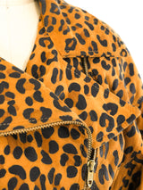 Leopard Printed Suede Motorcycle Jacket Jacket arcadeshops.com