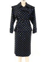 Yves Saint Laurent Metallic Polka Dot Twill Skirt Ensemble Suit arcadeshops.com
