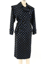 Yves Saint Laurent Metallic Polka Dot Twill Skirt Ensemble Suit arcadeshops.com