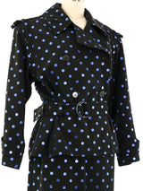 Yves Saint Laurent Metallic Polka Dot Twill Skirt Ensemble Suit arcadeshops.com